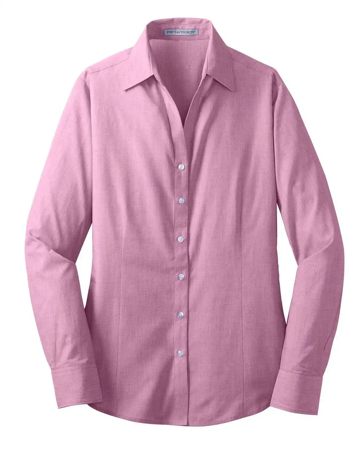 Port Authority L640 Ladies Crosshatch Easy Care Shirt - Pink Orchid