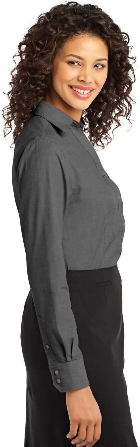 Port Authority L640 Ladies Crosshatch Easy Care Shirt Soft Black