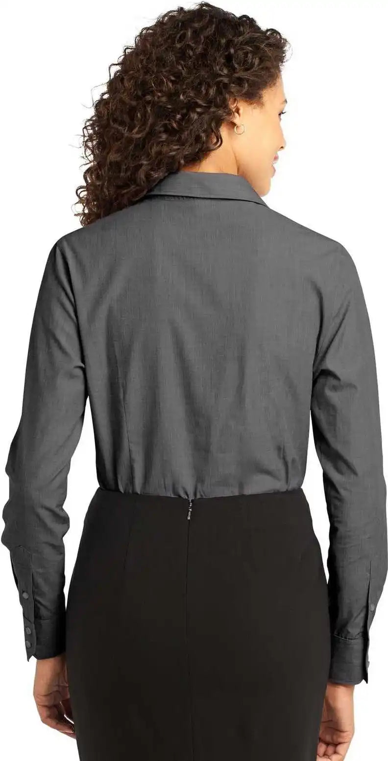 Port Authority L640 Ladies Crosshatch Easy Care Shirt - Soft Black