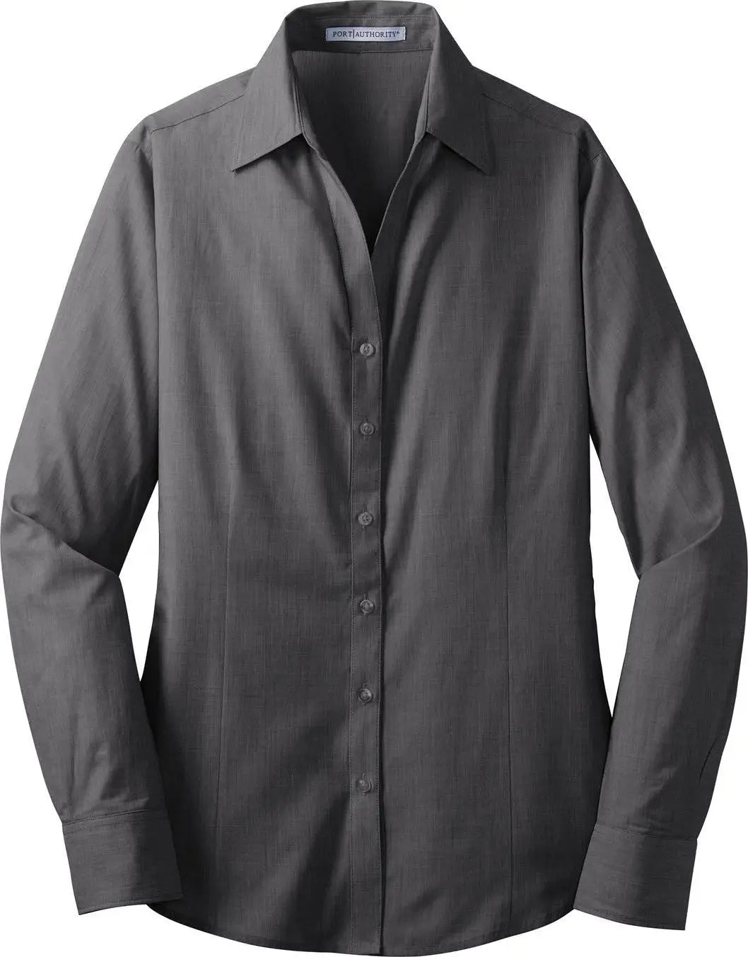 Port Authority L640 Women’s Crosshatch Easy Care Shirt - Soft Black