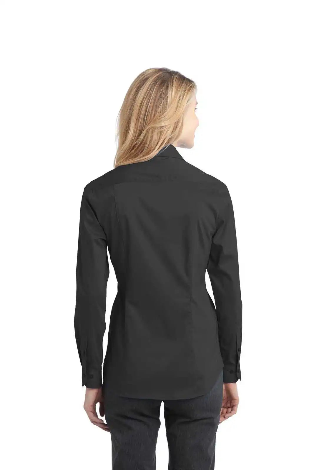 Port Authority L646 Ladies Stretch Poplin Shirt - Gray Smoke