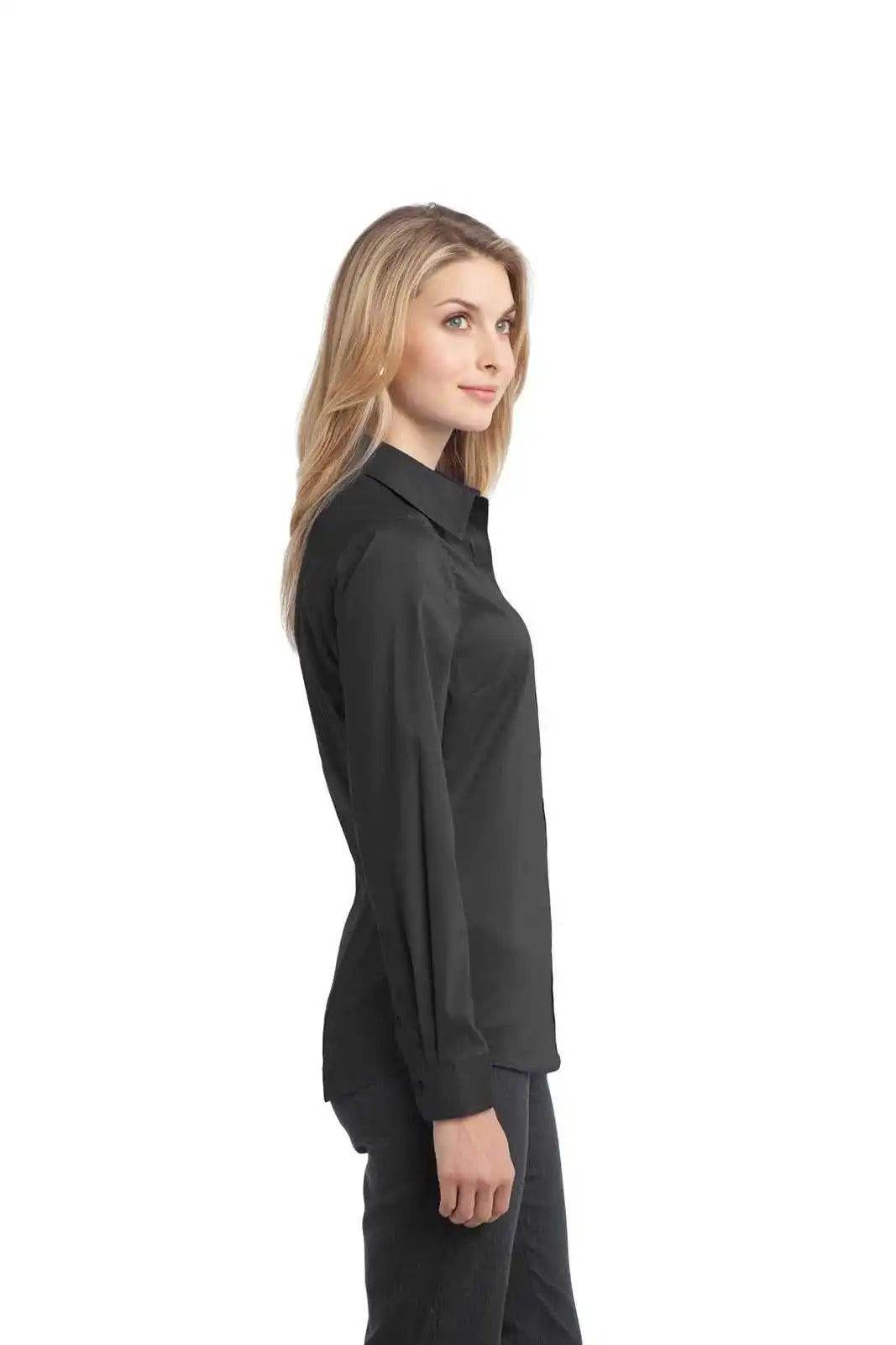 Port Authority L646 Ladies Stretch Poplin Shirt - Gray Smoke
