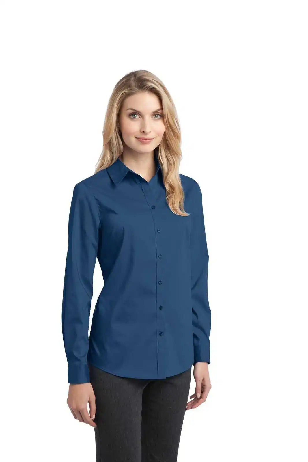 Port Authority L646 Ladies Stretch Poplin Shirt - Moonlight Blue