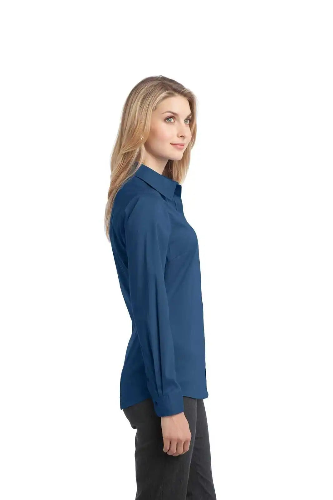 Port Authority L646 Ladies Stretch Poplin Shirt - Moonlight Blue