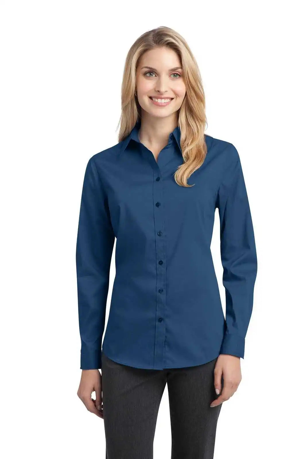 Port Authority L646 Ladies Stretch Poplin Shirt - Moonlight Blue