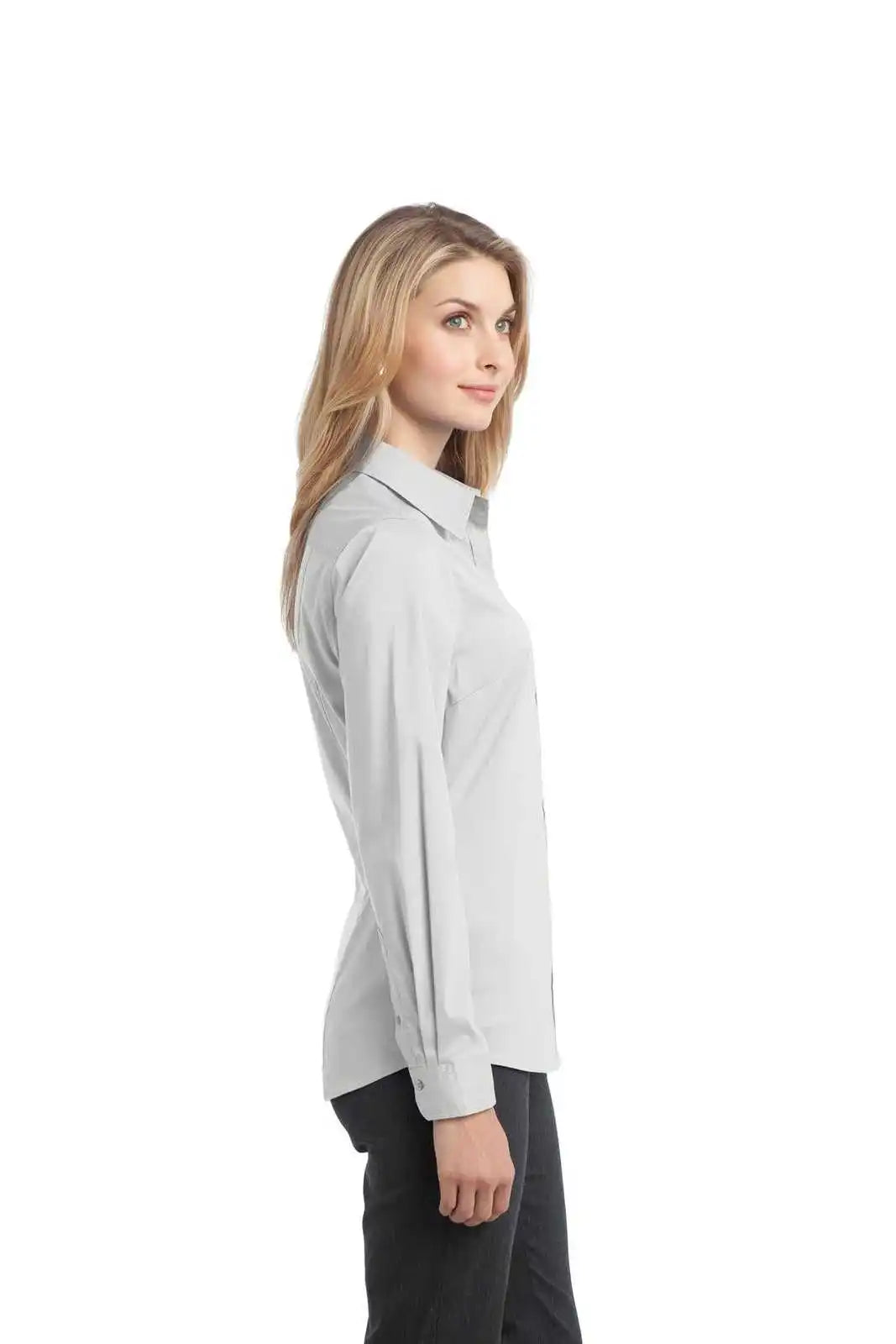 Port Authority L646 Ladies Stretch Poplin Shirt - White