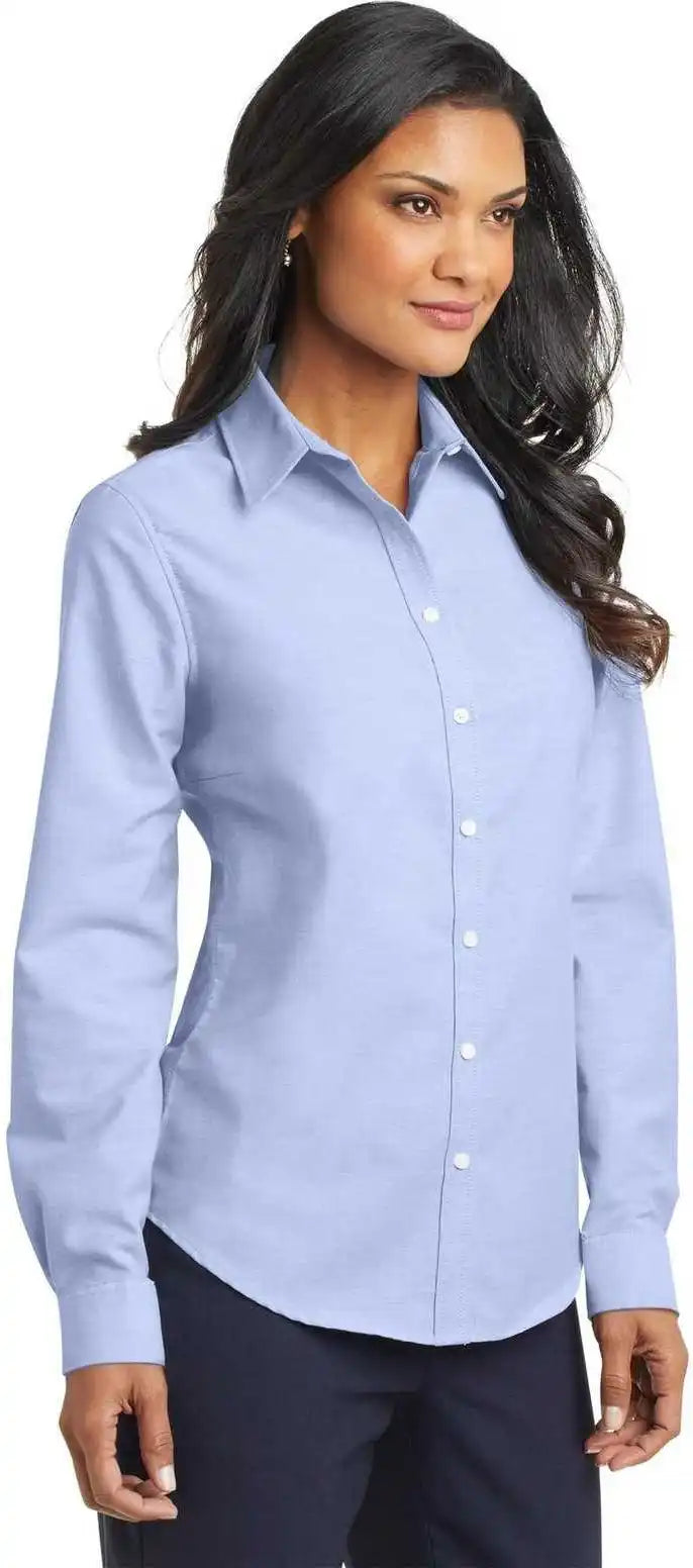 Port Authority L658 Ladies Superpro Oxford Shirt Blue
