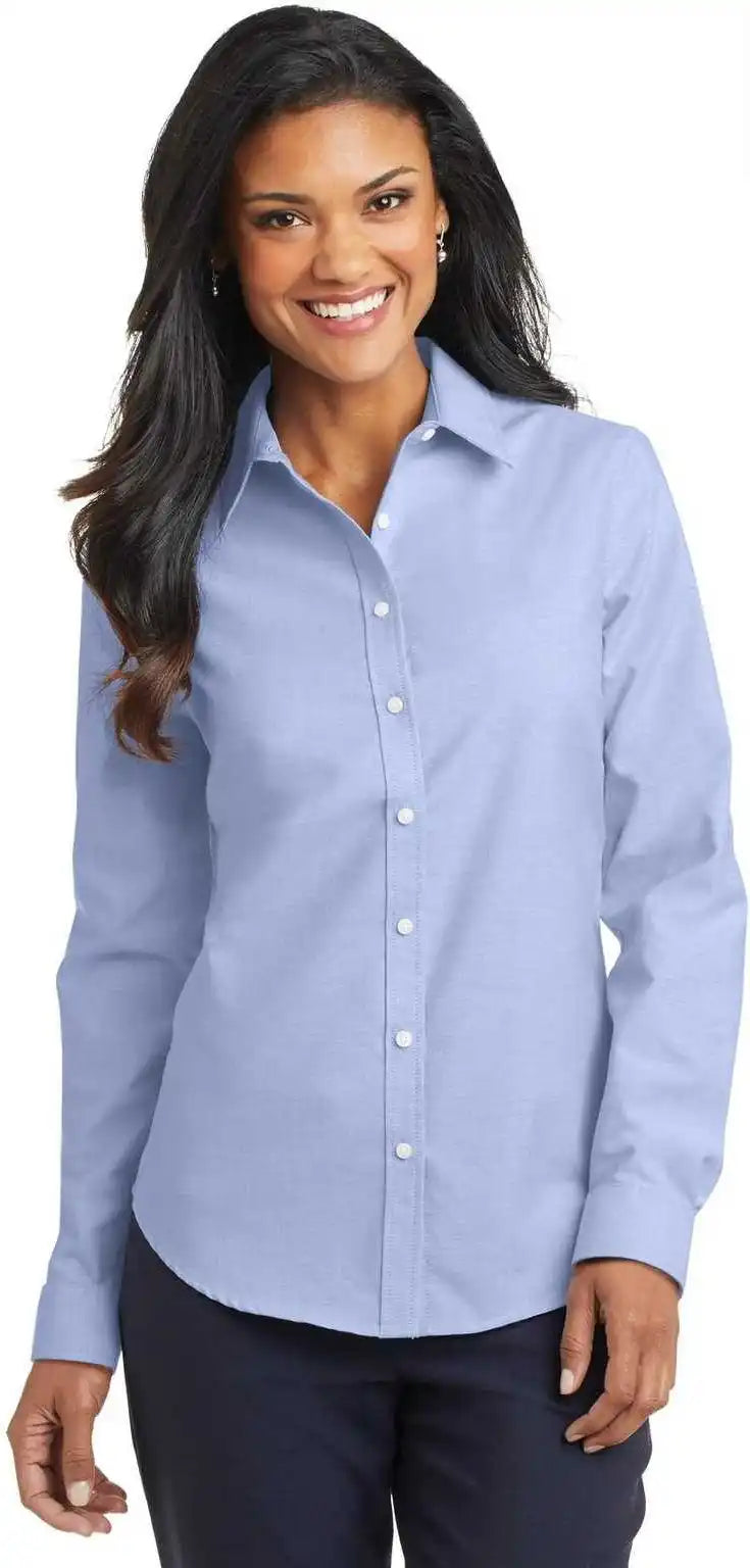 Port Authority L658 Ladies Superpro Oxford Shirt Blue