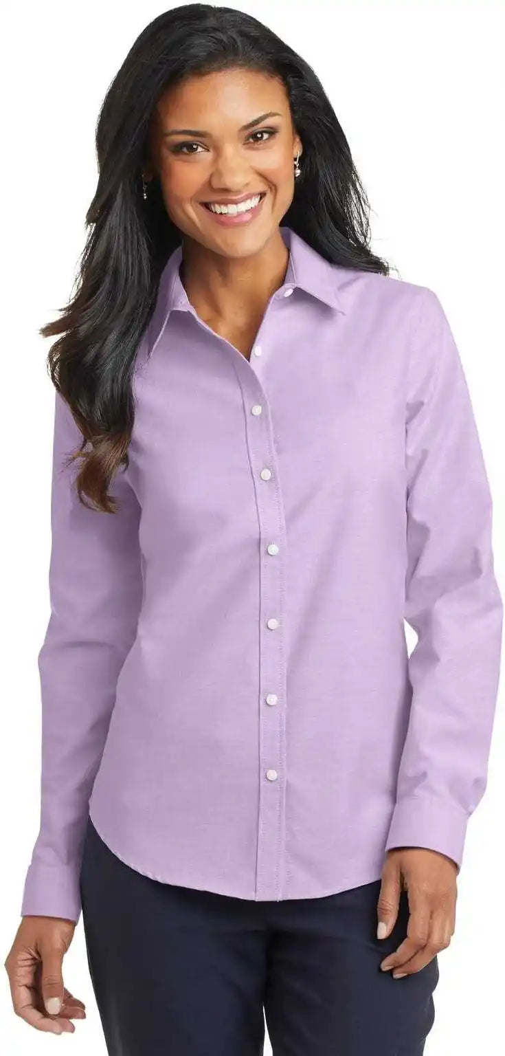 Port Authority L658 Ladies Superpro Oxford Shirt - Soft Purple