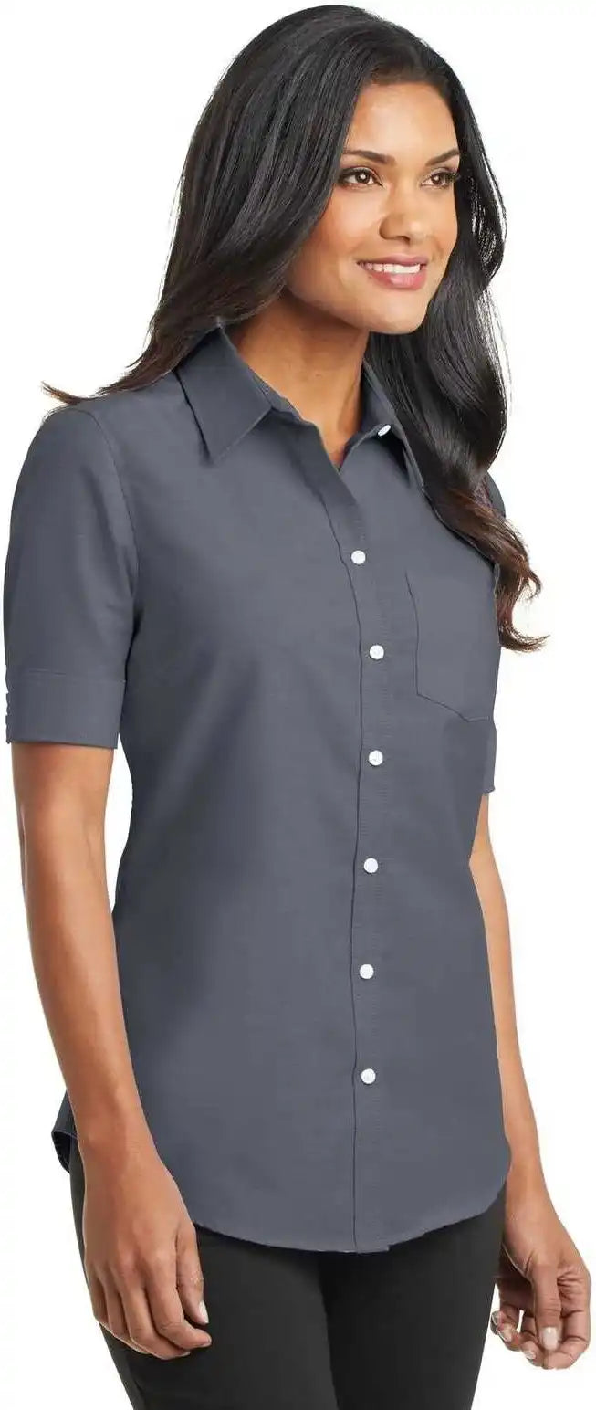 Port Authority L659 Ladies Short Sleeve Superpro Oxford Shirt Black