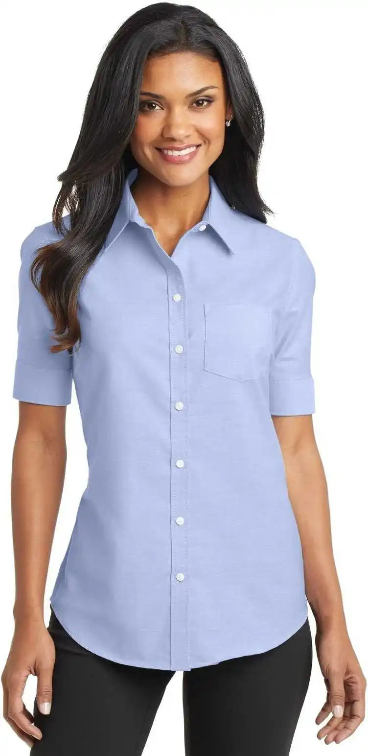 Port Authority L659 Ladies Short Sleeve Superpro Oxford Shirt Blue