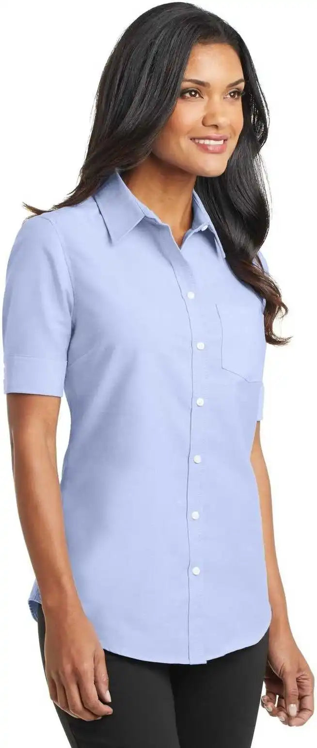 Port Authority L659 Ladies Short Sleeve Superpro Oxford Shirt Blue