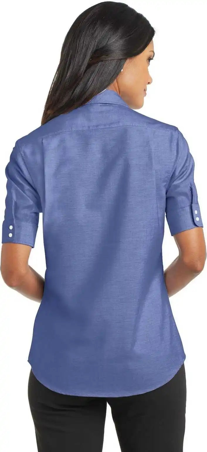 Port Authority L659 Ladies Short Sleeve Superpro Oxford Shirt - Navy