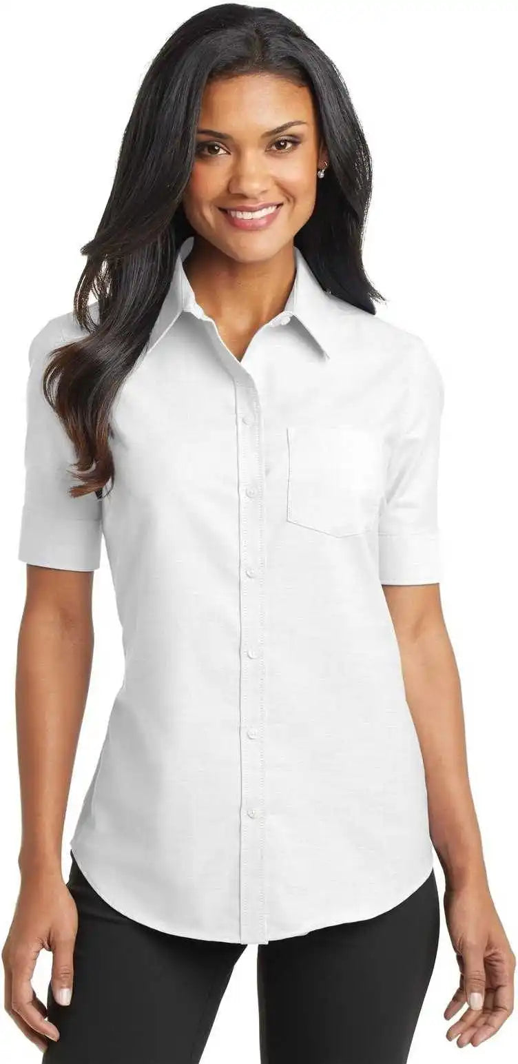 Port Authority L659 Ladies Short Sleeve Superpro Oxford Shirt - White