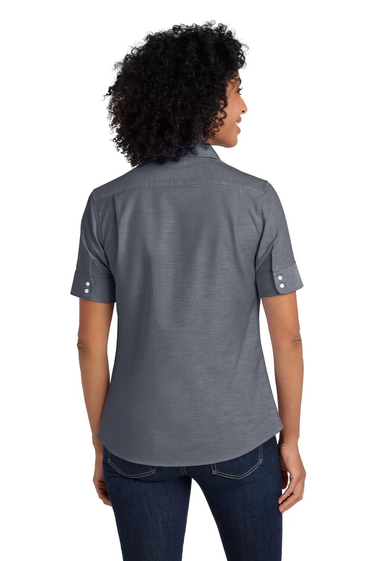Port Authority L659 Women’s Short Sleeve Superpro Oxford Shirt - Black