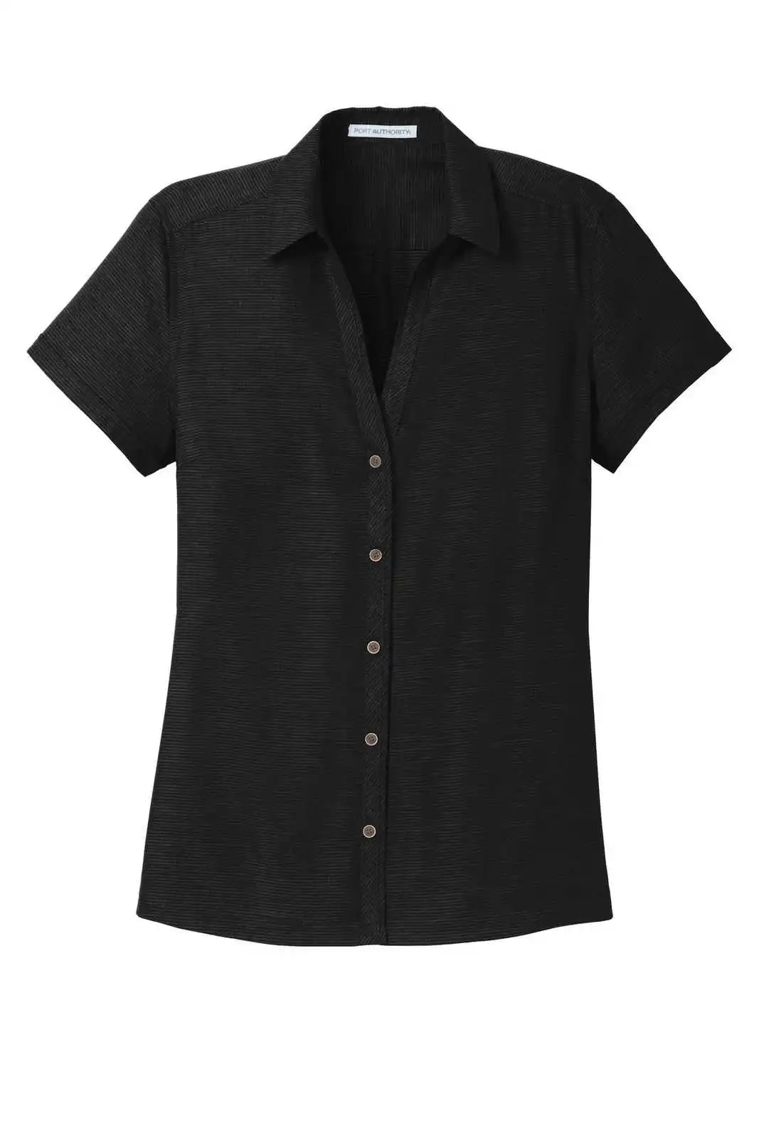 Port Authority L662 Ladies Textured Camp Shirt - Black