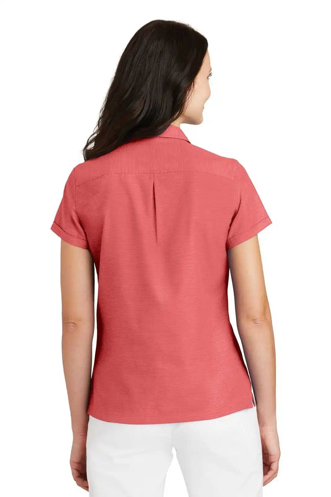 Port Authority L662 Ladies Textured Camp Shirt - Deep Coral