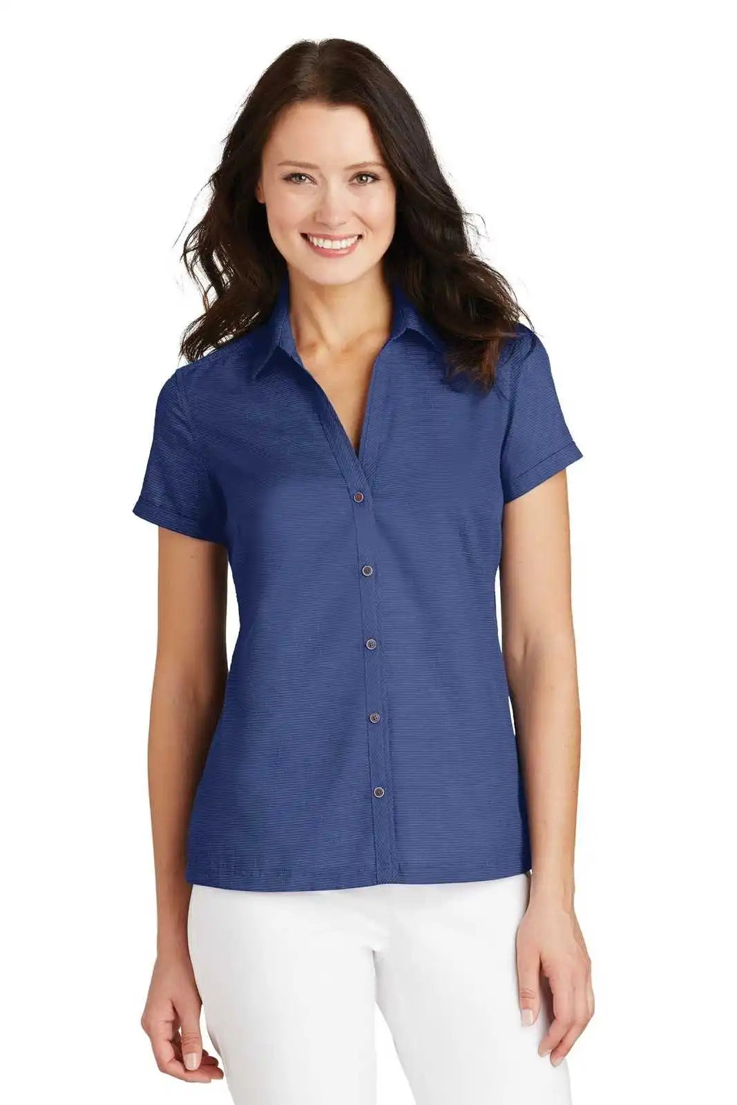 Port Authority L662 Ladies Textured Camp Shirt - Royal