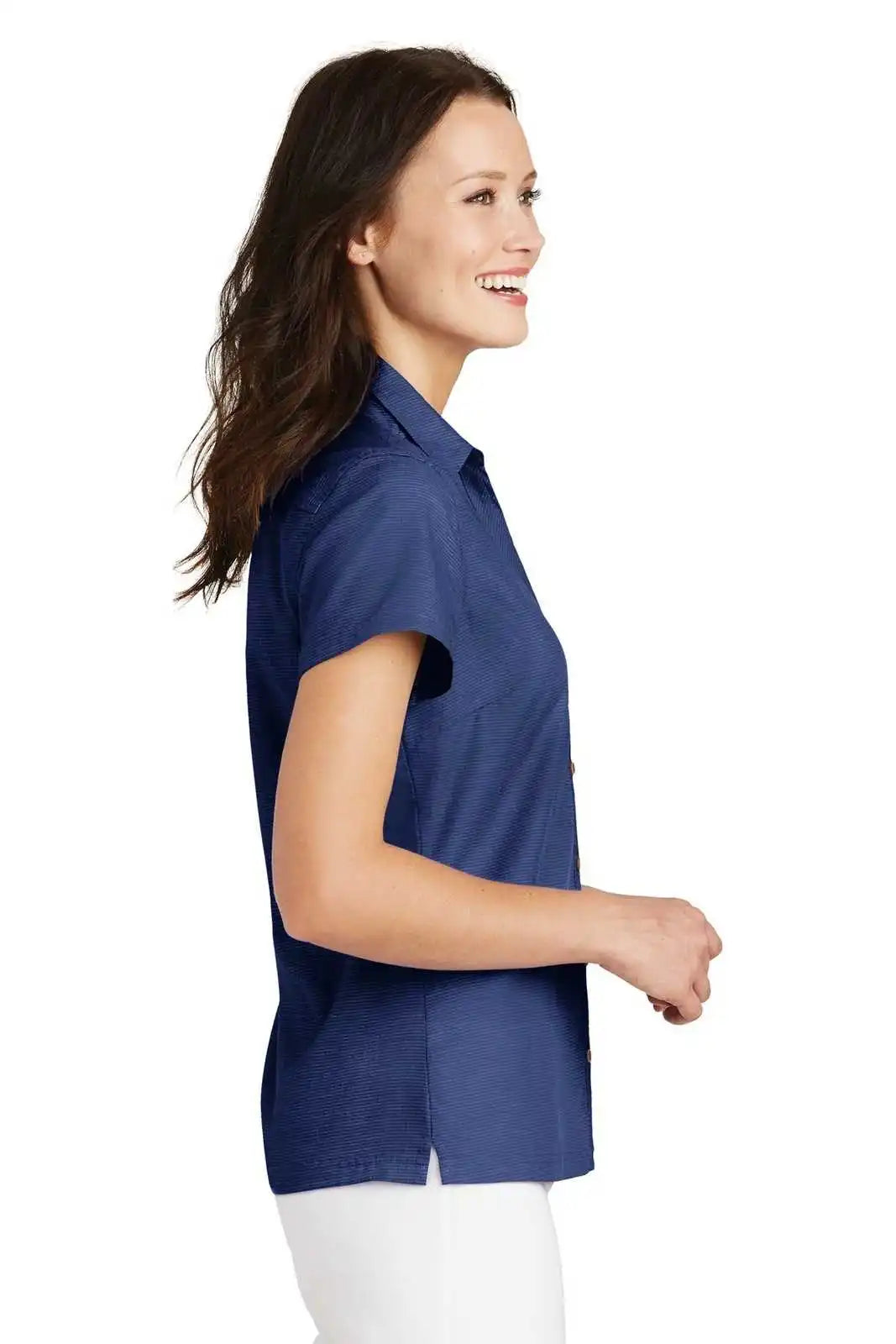Port Authority L662 Ladies Textured Camp Shirt - Royal