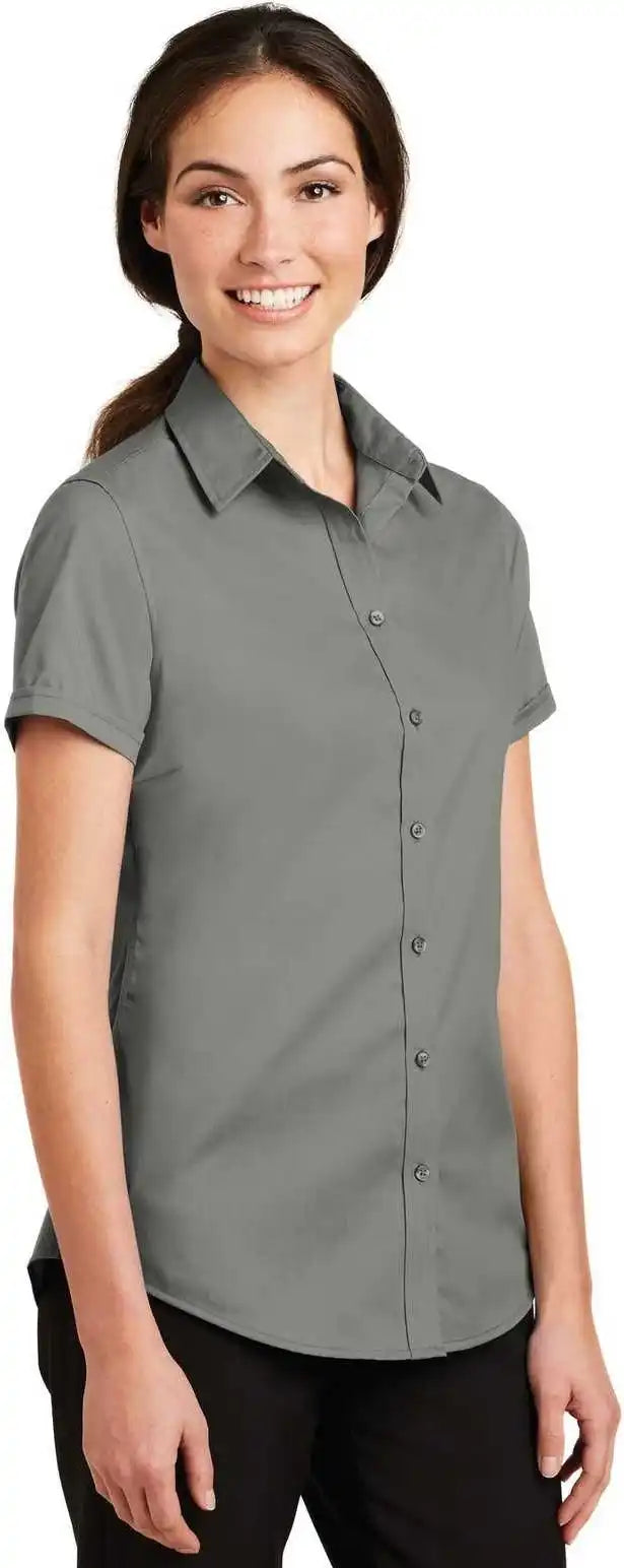 Port Authority L664 Ladies Short Sleeve Superpro Twill Shirt - Monument Gray