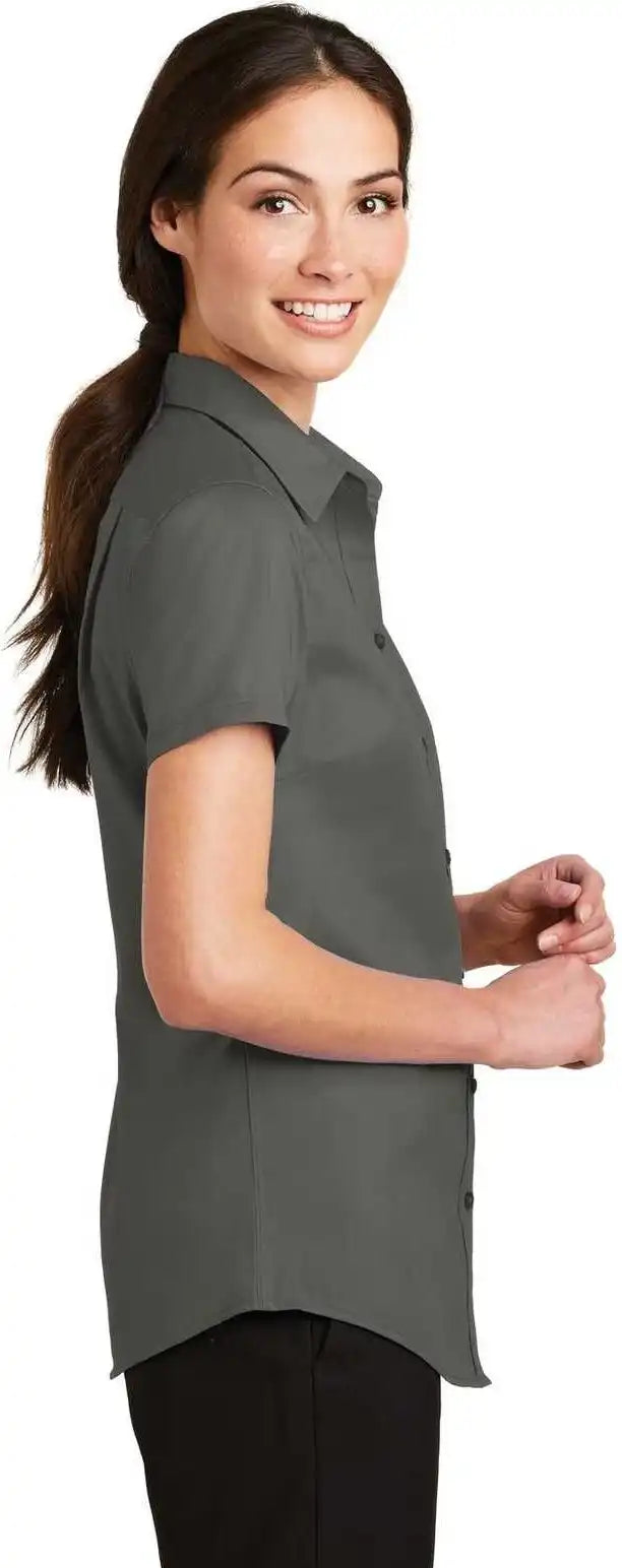 Port Authority L664 Ladies Short Sleeve Superpro Twill Shirt Sterling Gray