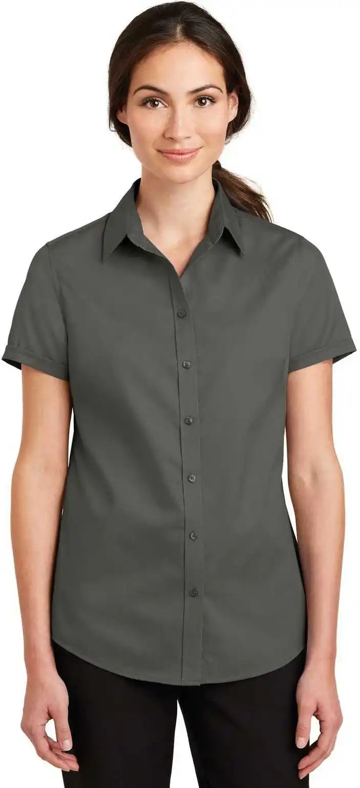 Port Authority L664 Ladies Short Sleeve Superpro Twill Shirt Sterling Gray