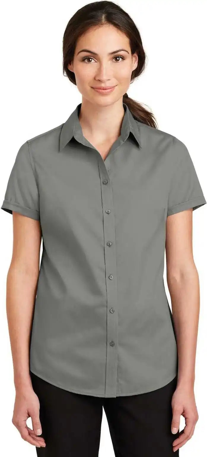 Port Authority L664 Ladies Short Sleeve Superpro Twill Shirt - Monument Gray