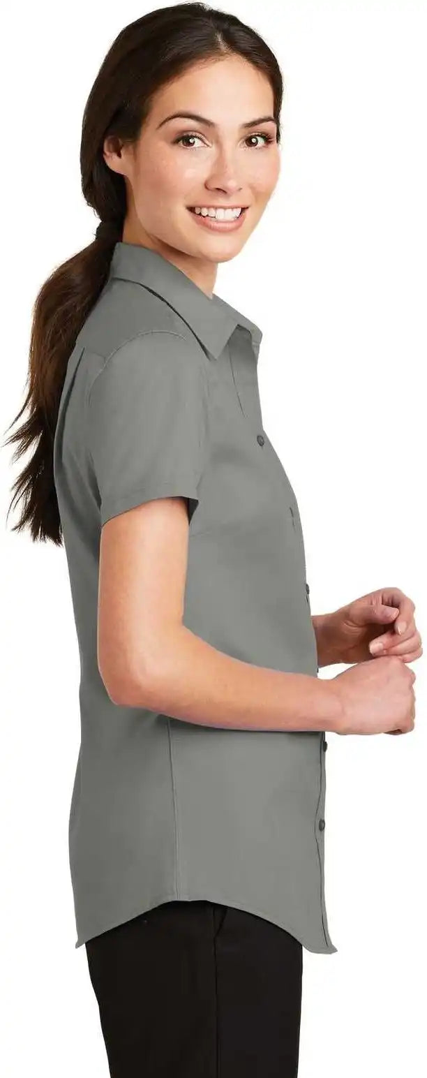 Port Authority L664 Ladies Short Sleeve Superpro Twill Shirt - Monument Gray