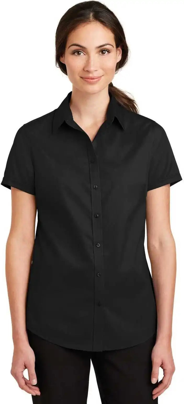 Port Authority L664 Ladies Short Sleeve Superpro Twill Shirt Black