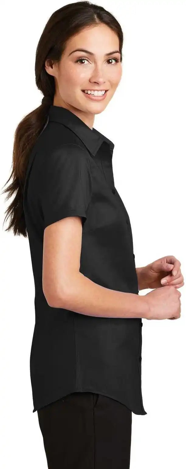 Port Authority L664 Ladies Short Sleeve Superpro Twill Shirt Black