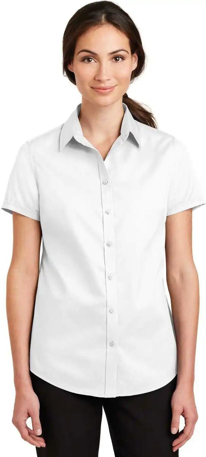 Port Authority L664 Ladies Short Sleeve Superpro Twill Shirt White