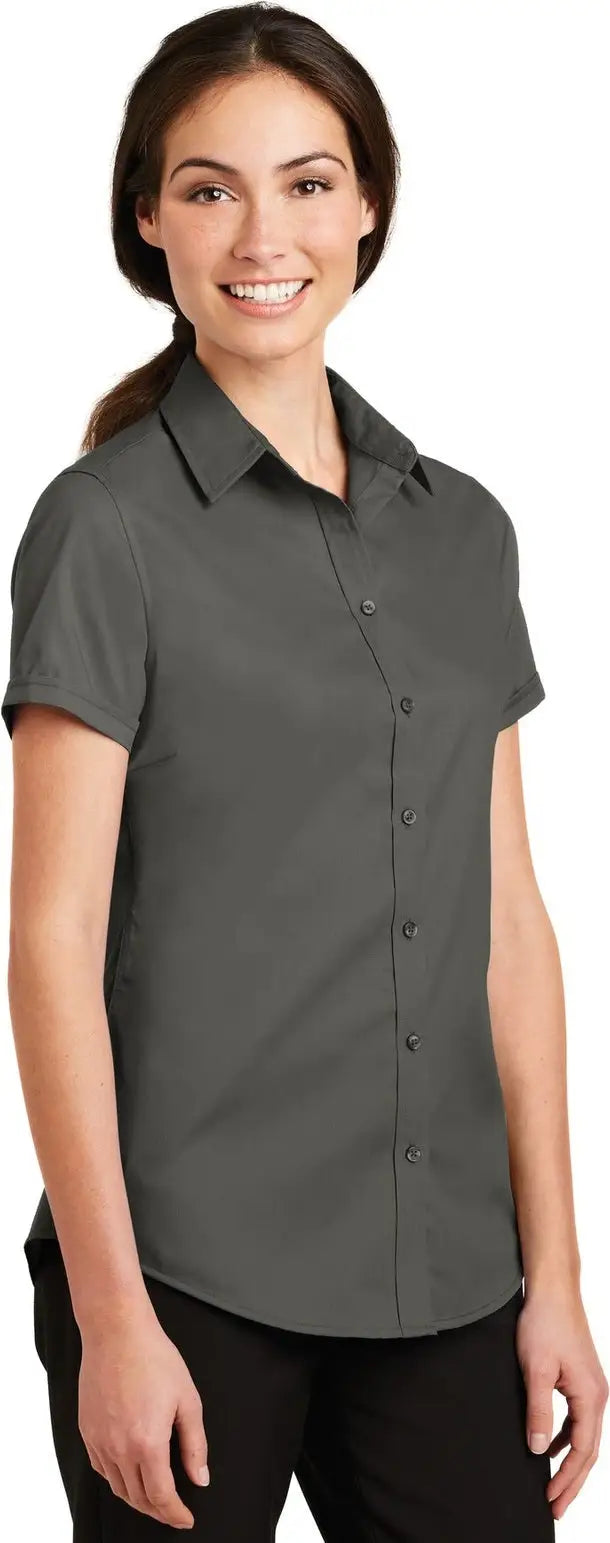 Port Authority L664 Women’s Short Sleeve Superpro Twill Shirt - Sterling Gray