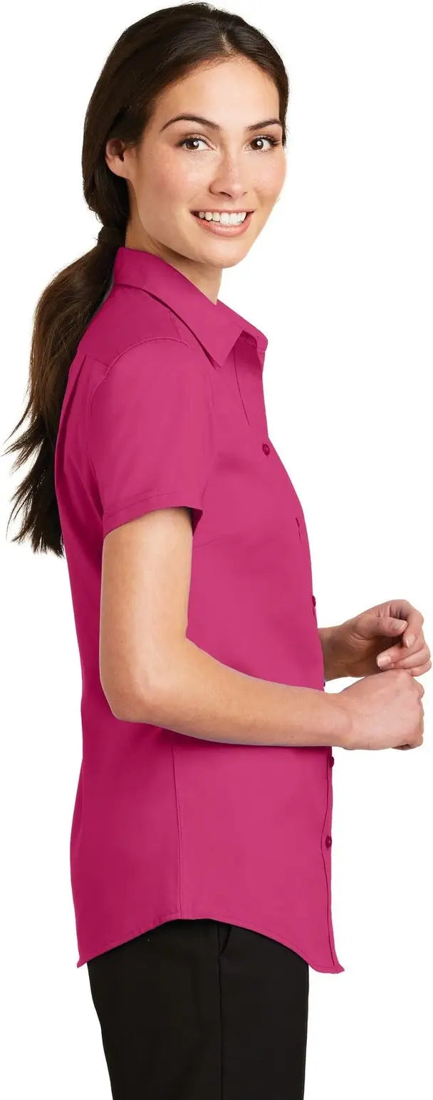 Port Authority L664 Women’s Short Sleeve Superpro Twill Shirt - Pink Azalea