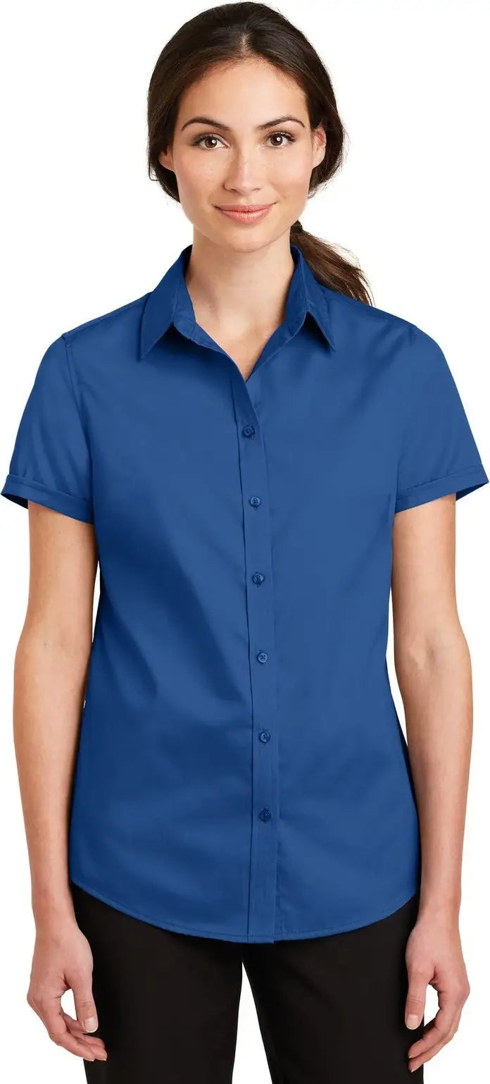 Port Authority L664 Women’s Short Sleeve Superpro Twill Shirt - True Blue - Ladies Xs
