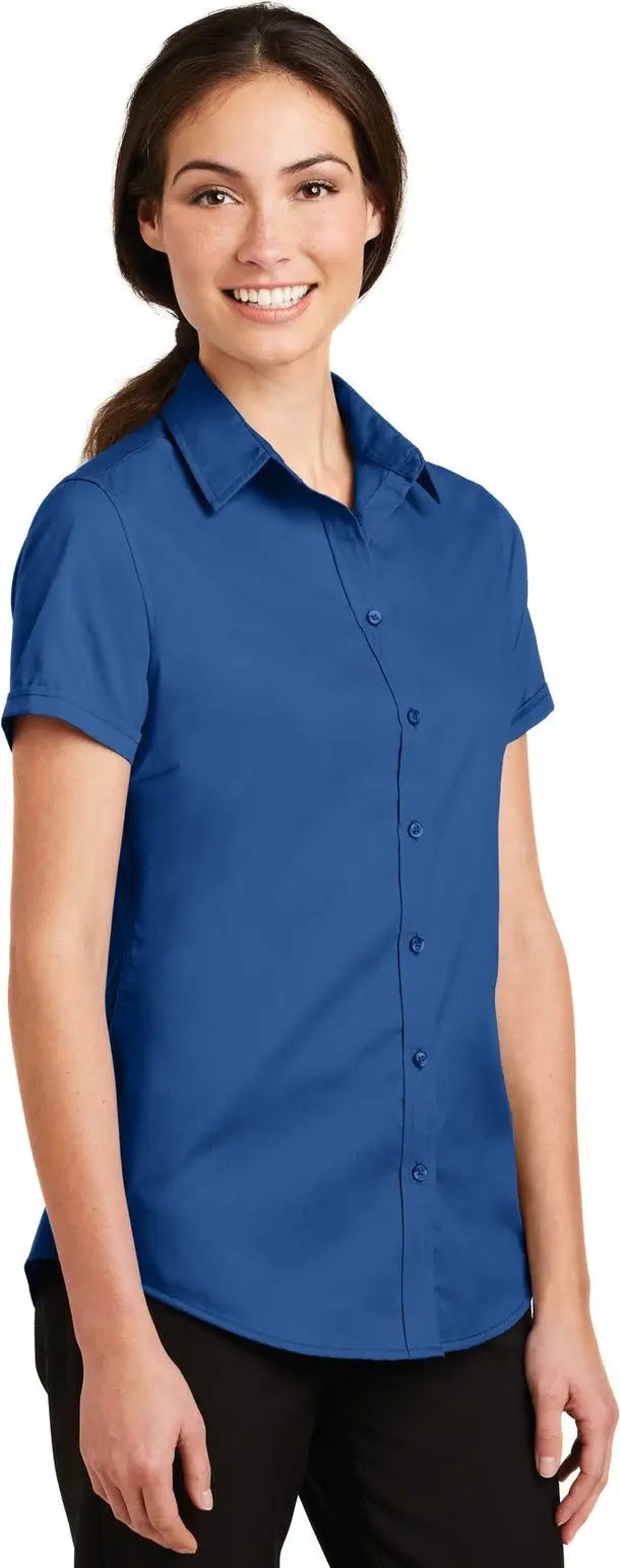 Port Authority L664 Women’s Short Sleeve Superpro Twill Shirt - True Blue