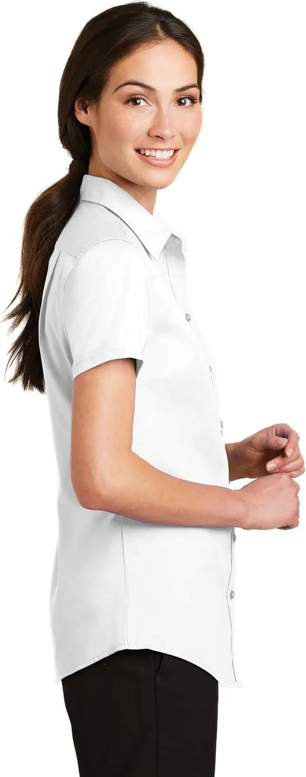 Port Authority L664 Women’s Short Sleeve Superpro Twill Shirt - White