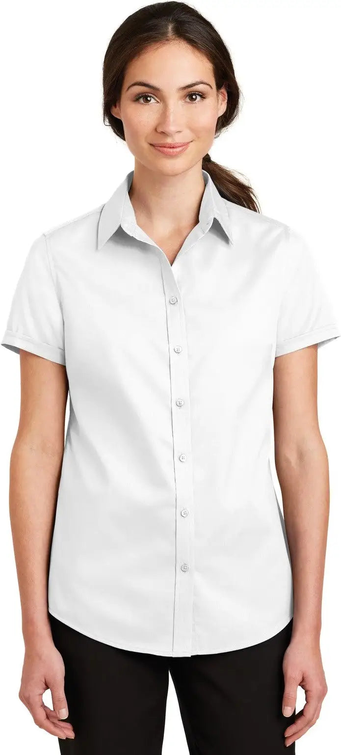 Port Authority L664 Women’s Short Sleeve Superpro Twill Shirt - White - Ladies Xs