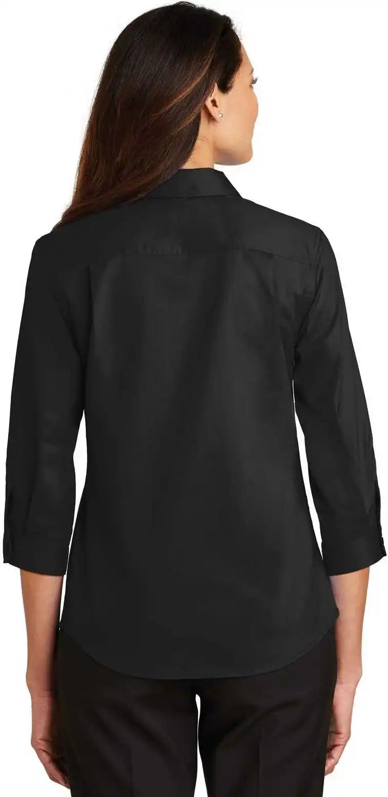 Port Authority L665 Ladies 3/4 Sleeve Superpro Twill Shirt Black