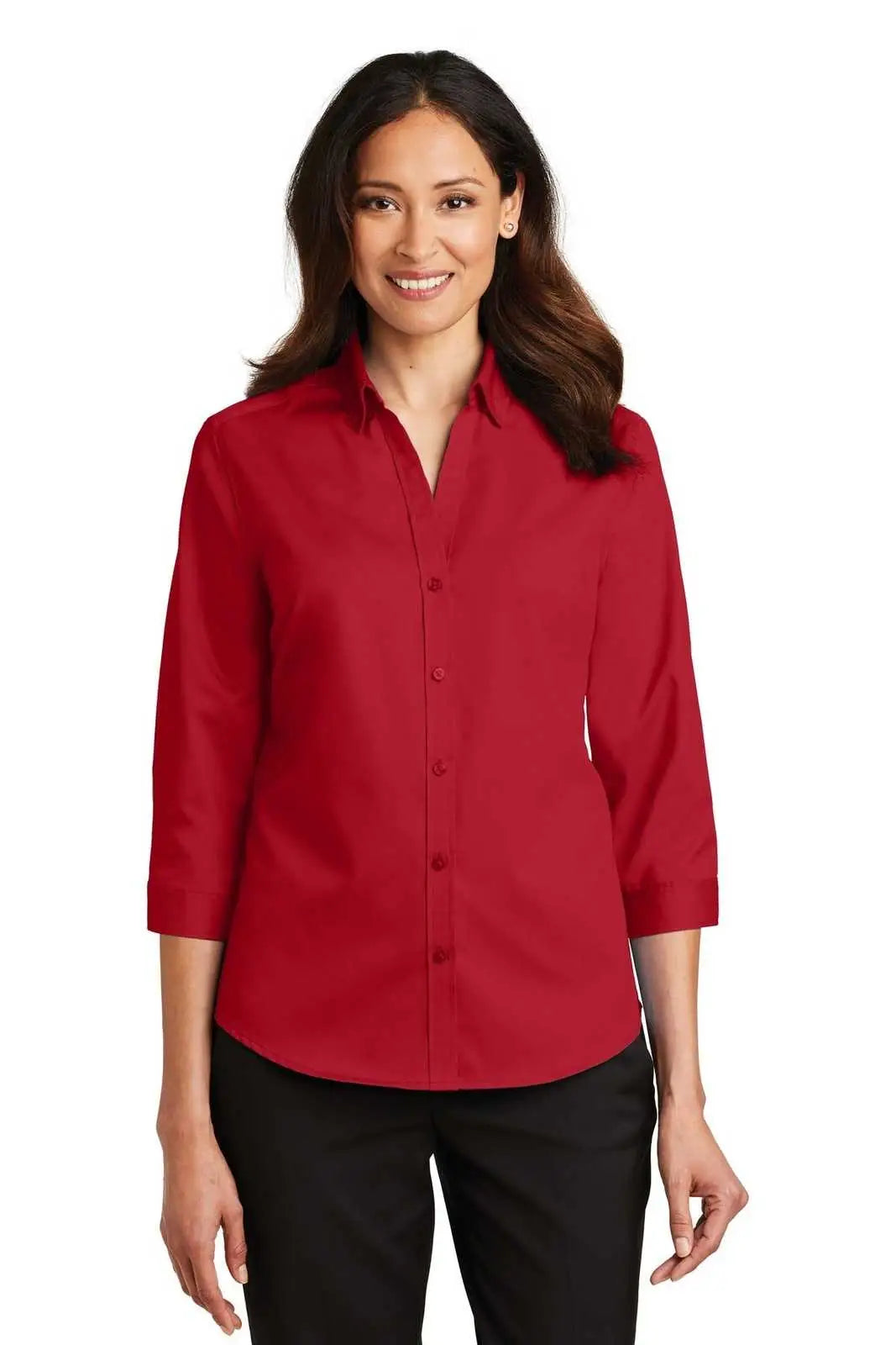 Port Authority L665 Ladies 3/4-sleeve Superpro Twill Shirt - Rich Red