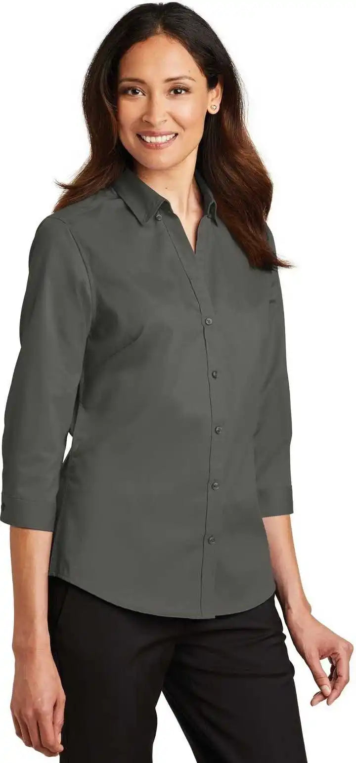 Port Authority L665 Ladies 3/4-sleeve Superpro Twill Shirt - Sterling Gray