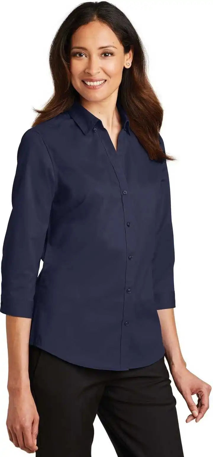 Port Authority L665 Ladies 3/4-sleeve Superpro Twill Shirt - True Navy