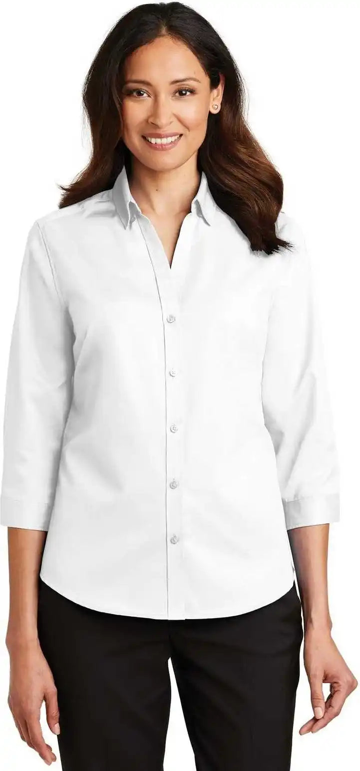 Port Authority L665 Ladies 3/4-sleeve Superpro Twill Shirt - White