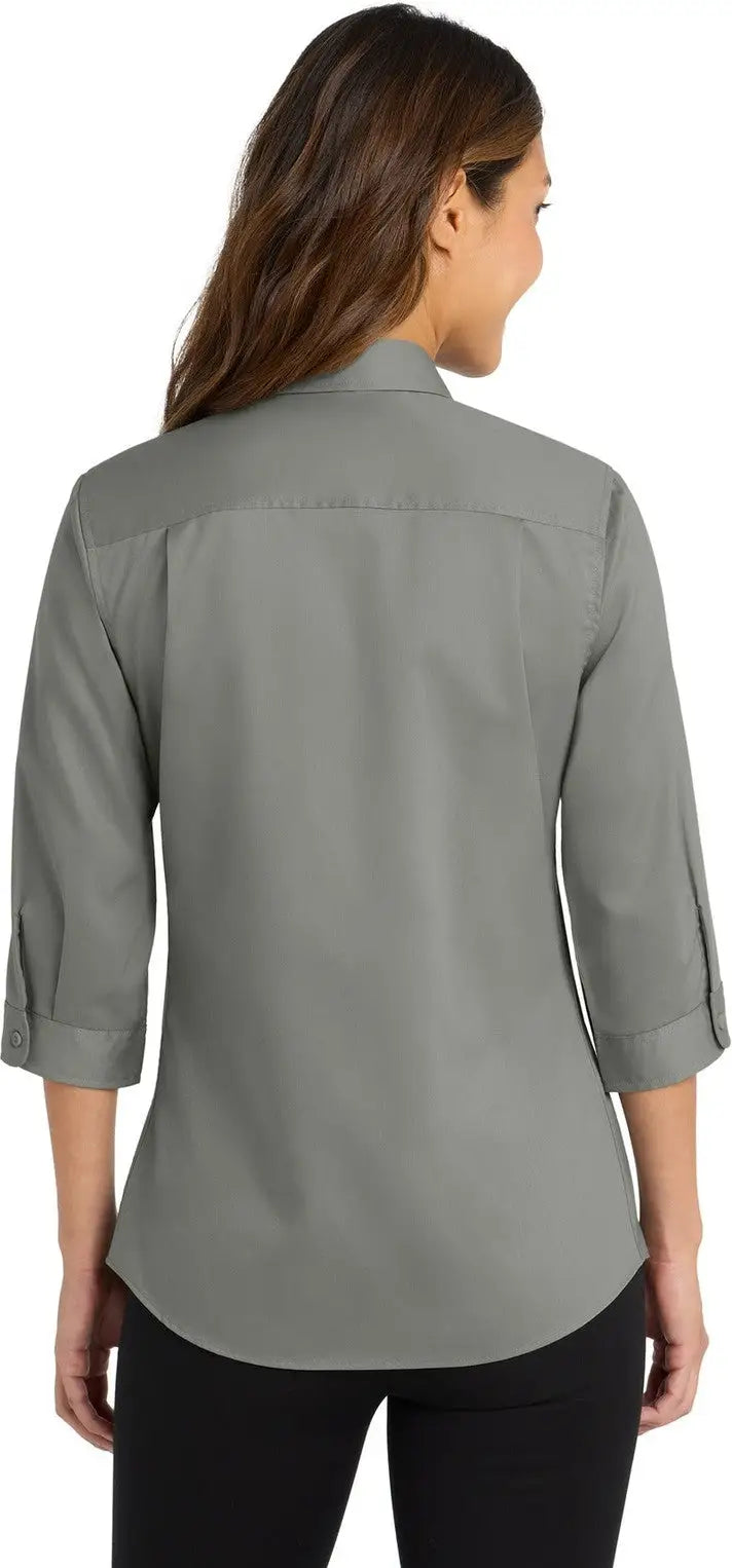 Port Authority L665 Women’s 3/4-sleeve Superpro Twill Shirt - Monument Gray
