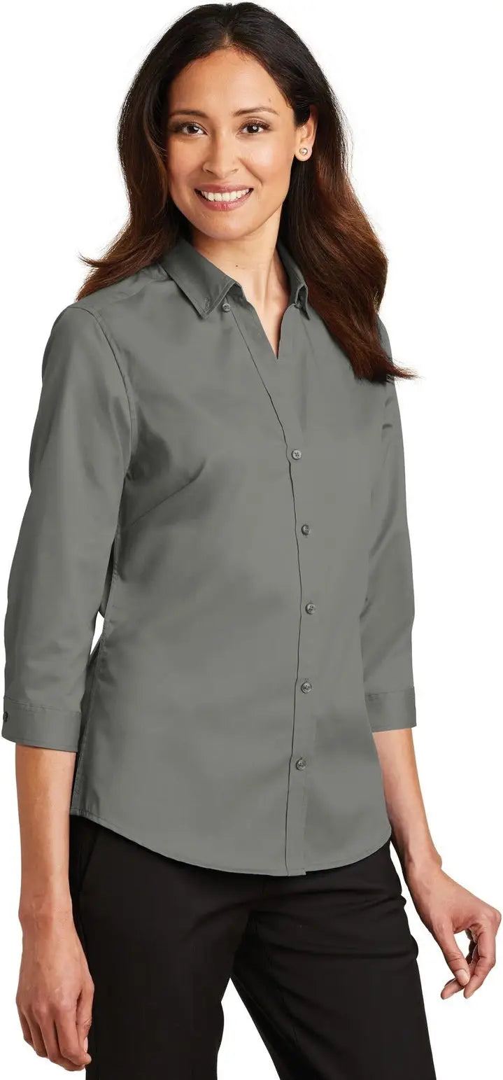 Port Authority L665 Women’s 3/4-sleeve Superpro Twill Shirt - Monument Gray