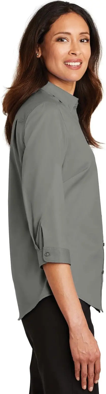 Port Authority L665 Women’s 3/4-sleeve Superpro Twill Shirt - Monument Gray
