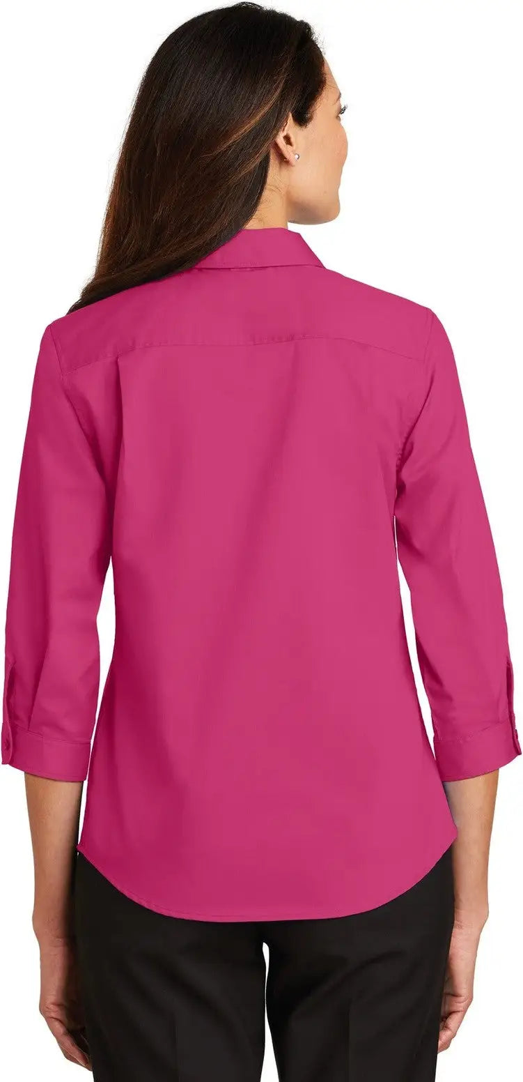 Port Authority L665 Women’s 3/4-sleeve Superpro Twill Shirt - Pink Azalea