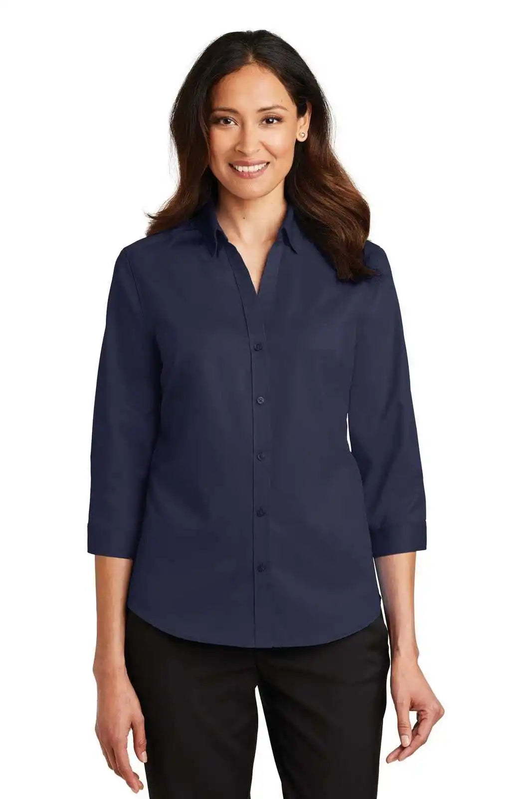 Port Authority L665 Women’s 3/4-sleeve Superpro Twill Shirt - True Navy