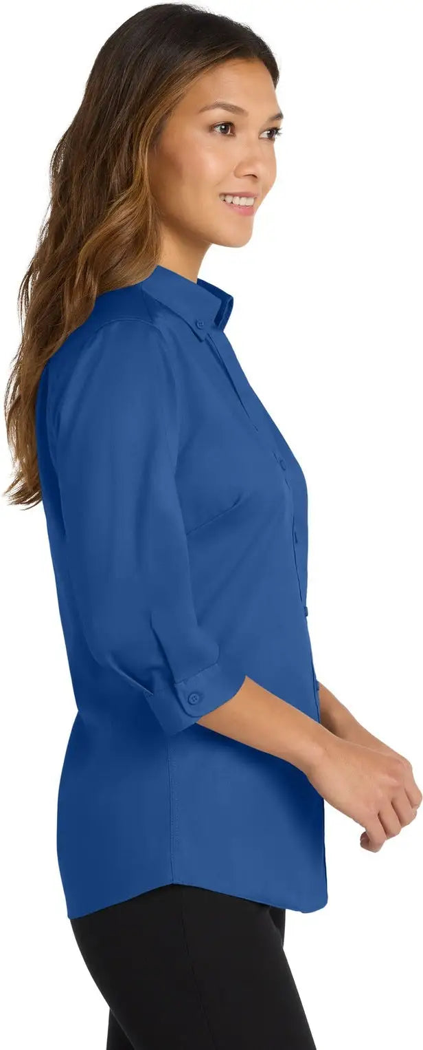 Port Authority L665 Women’s 3/4-sleeve Superpro Twill Shirt - True Blue