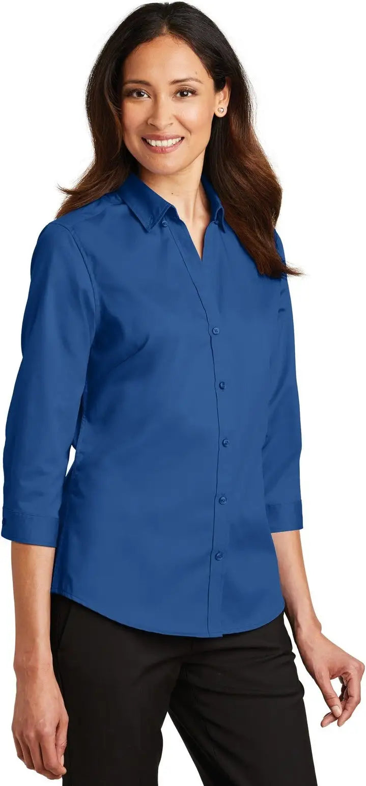 Port Authority L665 Women’s 3/4-sleeve Superpro Twill Shirt - True Blue