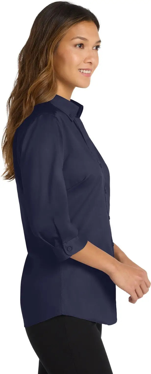 Port Authority L665 Women’s 3/4-sleeve Superpro Twill Shirt - True Navy